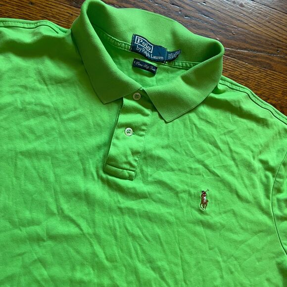 Polo Ralph Lauren Men's XXL Neon Green Pima Soft Touch Flesh Pony Polo Shirt - Picture 2 of 8